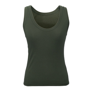 D-HARRY/迪哈利2025夏季新款修身U型领深绿色背心DH252S90251D