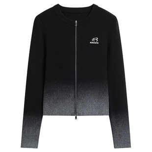 【商城同款】黑色羊毛针织衫长袖上衣小个子开衫女2024年秋冬新款