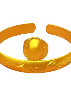 轻奢沙金手镯戒指套装女精致雕花纹理开口手环指环