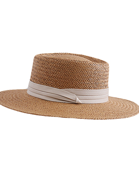 新款帽子女夏天平顶遮阳帽草帽沙滩度假防晒巴拿马复古礼帽大檐