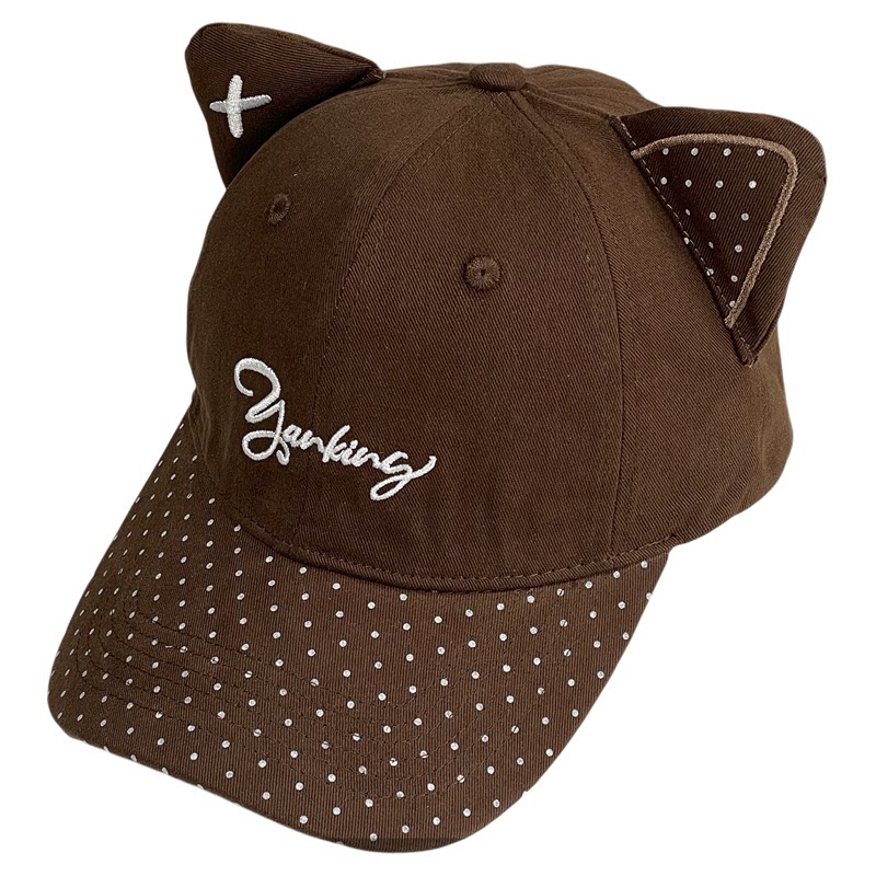 可爱猫耳显脸小防晒棒球帽女