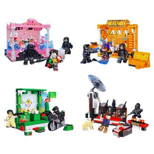 乐毅积木缉毒特警抓捕毒枭捣毁军火库反恐行动军事益智拼装玩具男