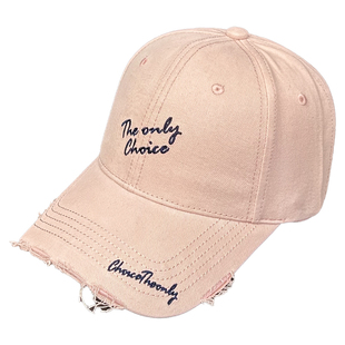 2026春款新款宽帽檐显脸小磨破百搭刺绣字母棒球帽子女硬顶鸭舌帽