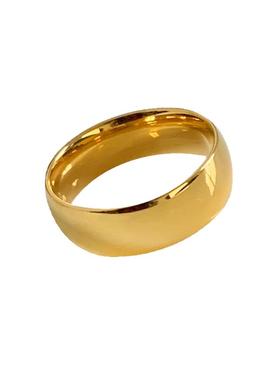 ins潮18K金光面戒指女钛钢不掉色