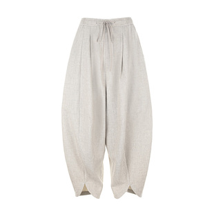 wana try羊毛毛纺立裁休闲裤浅灰色2025冬季新款休闲百搭女款长裤