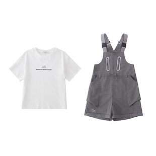 亲子女童背带裤夏装套装洋气薄款中大童2025新款儿童夏季短袖两件