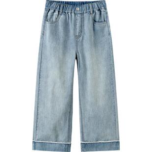 巴拉巴拉女童牛仔裤中大童裤子夏装2026新款童装儿童直筒裤防蚊裤