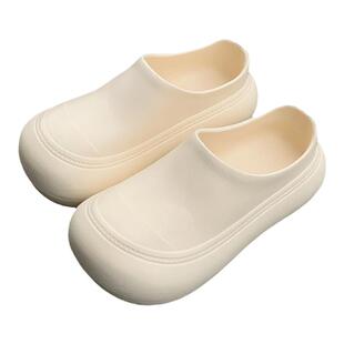 防水春夏季网红外穿休闲懒人半拖鞋百搭时尚纯色厚底增高大头鞋女