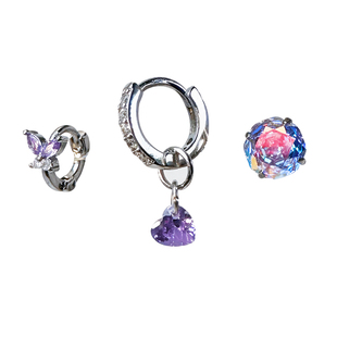 二十二丁目玫瑰切紫色耳钉高级感澳宝绝美耳骨钉蝴蝶耳环耳圈耳饰