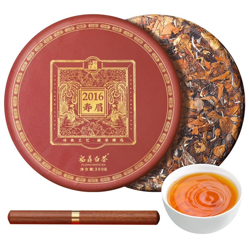 正宗福鼎白茶2016年管阳寿眉饼老白茶紧压茶饼高档礼盒装