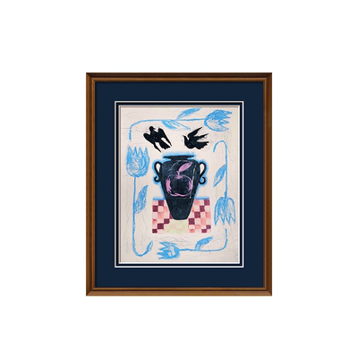 法式中古风玄关斗柜小众抽象挂画