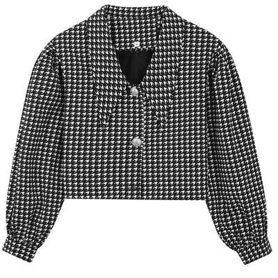 MindBridge复古千鸟格短款外套