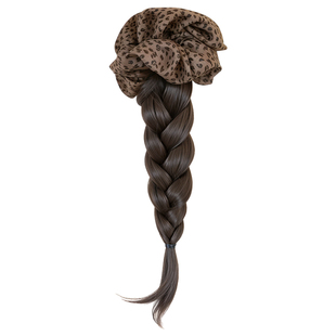 假发辫子女抓夹新中式编发麻花辫高低扎增发量豹纹发圈网红假发饰