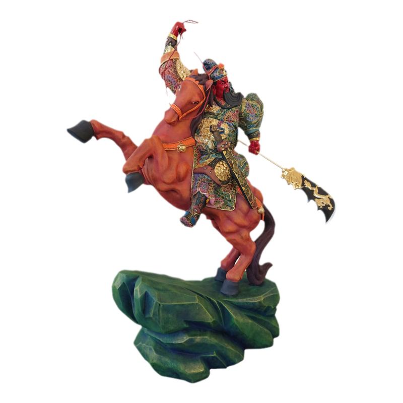 木雕骑马摆件关二爷武财神工艺品
