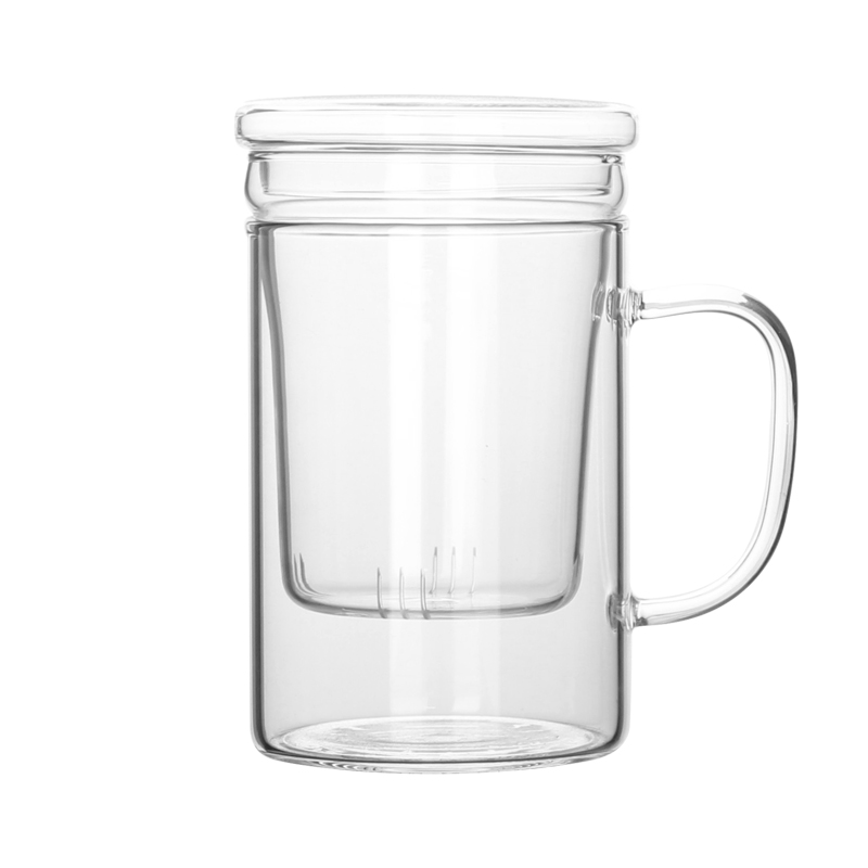 带把带盖茶水分离绿茶红茶玻璃杯