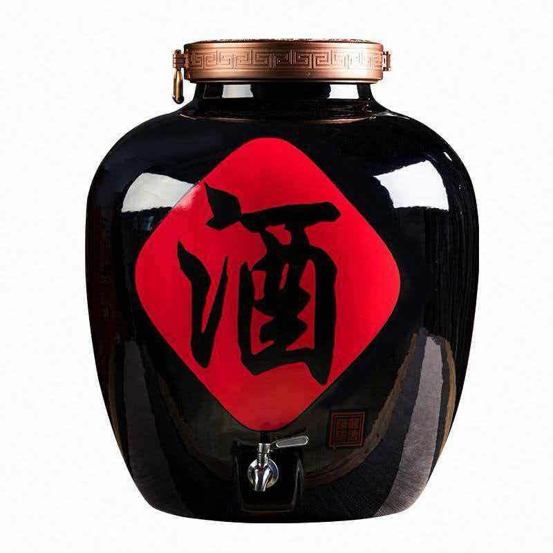 景德镇陶瓷酒坛黑色酒瓶大容量白酒储存罐酒罐大酒缸100斤200斤