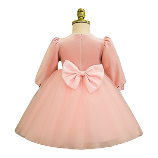 女童周岁宴女宝宝礼服高定长袖婴儿抓周儿童主持人公主裙花童洋气