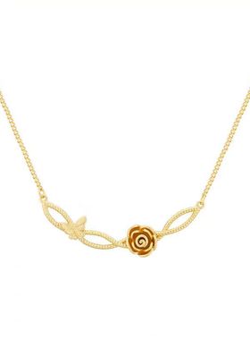 缠绕秘境玫瑰花蝴蝶项链女款小众设计感颈链时尚高级感气质锁骨链