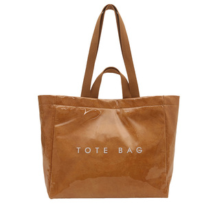 大容量杜邦纸果冻包时尚透明PVC防水手提袋上班通勤托特包妈咪包