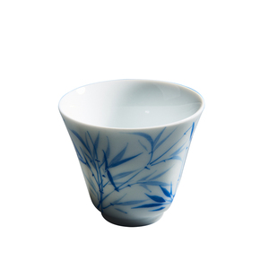 心轩 手绘青花品茗杯薄胎陶瓷白瓷茶杯功夫茶杯主人杯单杯个人杯