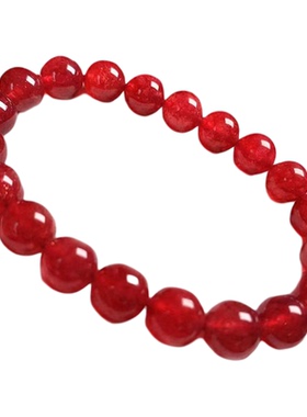 天然草莓晶手链鸽血红星光单圈