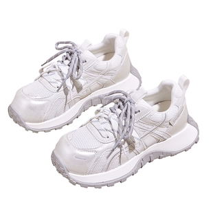 百搭真皮老爹鞋女2026年春夏季新款小蛮腰网面透气运动休闲鞋306