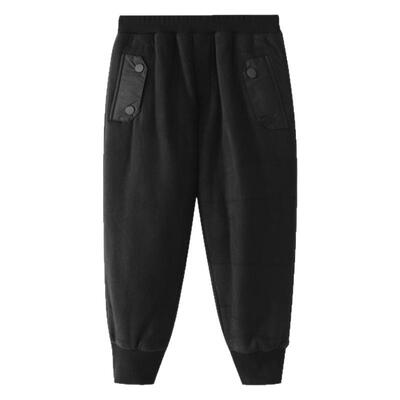 安奈儿童装男童裤子针织棉裤冬休闲夹棉长裤加绒保暖防风