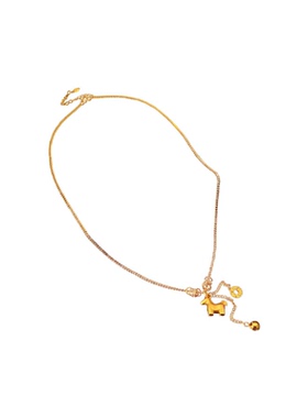 真金电镀小马铜钱吊坠项链时尚个性冷淡风锁骨链气质复古百搭饰品