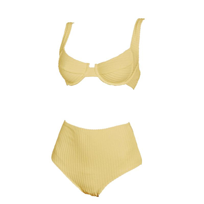 Limone分体泳衣高腰泳裤海边度假