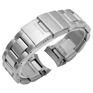 适配浪琴康卡斯悦动钢带新老款原装L3潜水表链实心精钢表带男