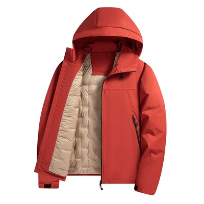 雅鹿男装连帽羽绒服男户外冲锋衣