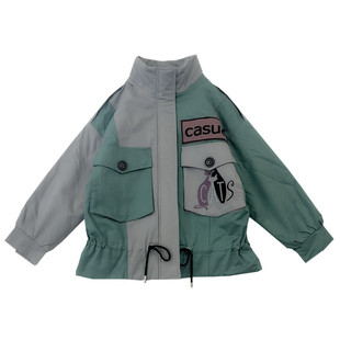 冬季新款个性休闲立领宽松大口袋棉服女刺绣短款夹棉厚棉衣女外套