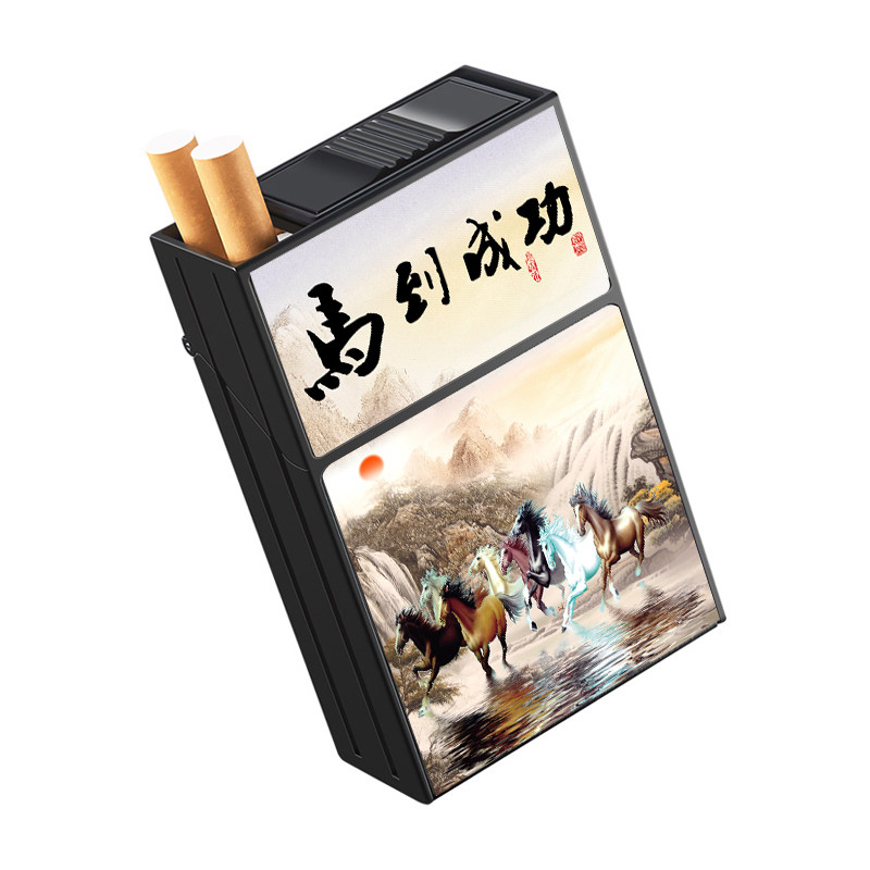 新款超薄彩印烟盒20支装软硬包通用便携男翻滑盖抗压防潮高档空盒