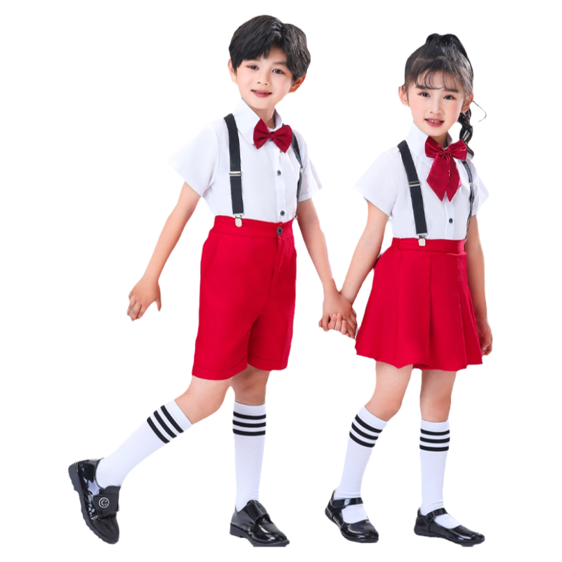 儿童合唱演出服男童背带裤礼服小学生合唱女童主持人朗诵表演服装