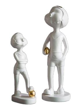 留连艺术陶瓷创意家居潮流摆件现代简约兄弟橄榄球运动趣味软装