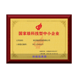 科技型中小企业牌匾制作高新创新型专精特新企业奖牌定制厂家直销