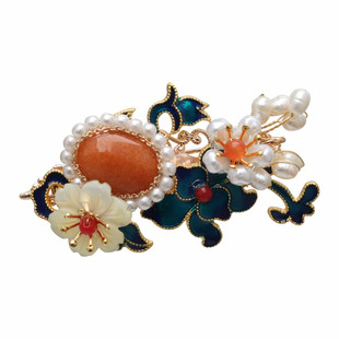 夹子头饰发夹后脑勺汉服古风宋制边夹女侧边短发发饰设计烧蓝红色