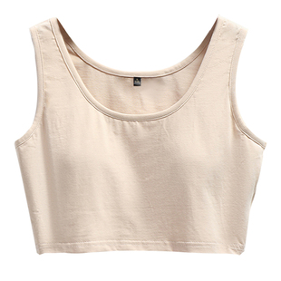 无扣不勒的护后背胸罩带胸垫半截背心女短内衣内搭坎肩舒服夏