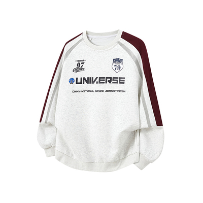 中国航天小众潮牌高街美式侧边复古印花宽松休闲圆领卫衣男女秋冬