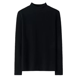 高品质加厚重磅打底衫女秋冬内搭可外穿白色小立高领纯棉长袖上衣