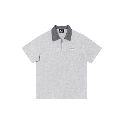 FORNINES假两件华夫格短袖POLO衫男潮牌夏季半拉链翻领T恤女半袖