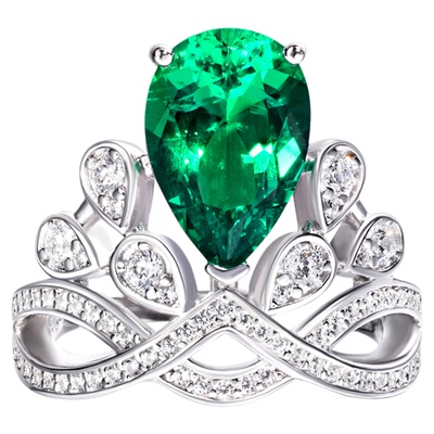 实验室培育祖母绿宝石戒指