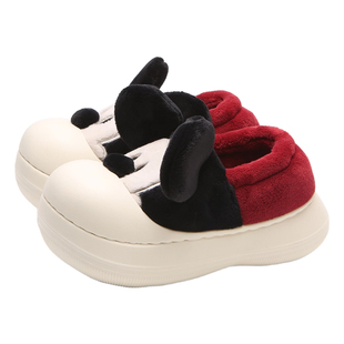 保暖可爱舒适居家包跟女士棉拖鞋正版迪士尼米奇冬季防滑时尚棉鞋