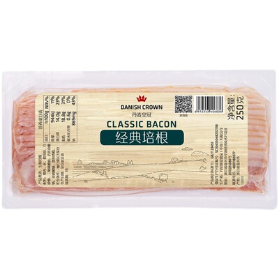 丹麦皇冠培根经典香煎生培根肉片