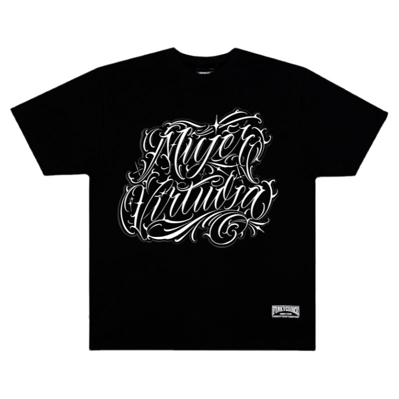 FunkyChoice夏季西海岸花体字纯棉小领口短袖T恤街舞popping嘻哈