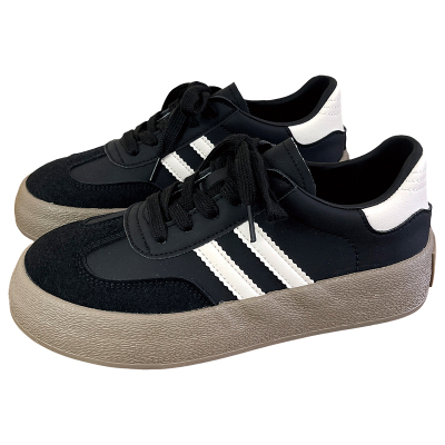 黑色低帮男女同款款厚底休闲板鞋