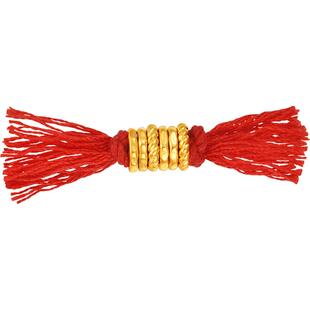 明牌珠宝硬金盘缠金串珠 黄金碎金子男女款麻花金足金手链AFP1259