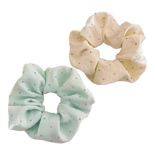 薄荷曼波绿满天星闪钻布艺大肠发圈大号头花丸子头发绳扎马尾皮筋