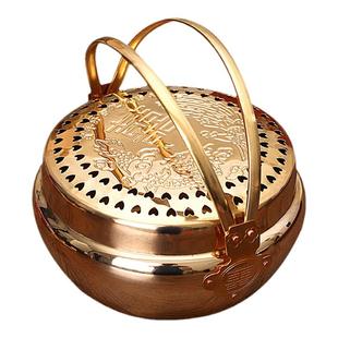 铜火铳结婚手炉火炉老式脚炉火囱嫁妆新娘陪嫁乔迁新居摆件铜旺盆