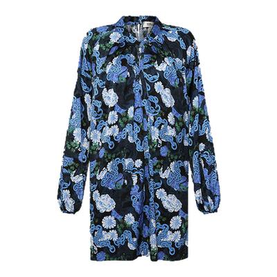 DVF蓝白龙舞锁链连衣裙